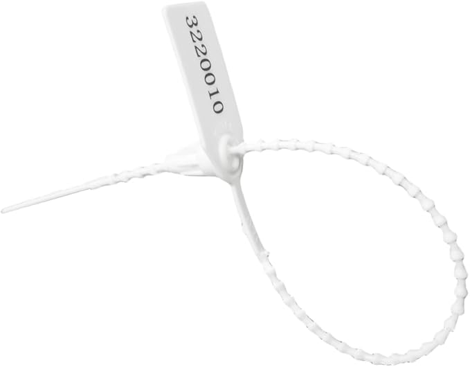 Plastic Security Seals Tags Numbered Tamper Proof Seals Self Locking Zip Ties 9.84" Length White (Pack of 500)
