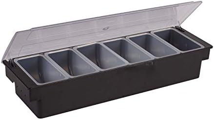 Winco 19 7/16" Black Plastic 6-Compartment Condiment Holder by Winco
