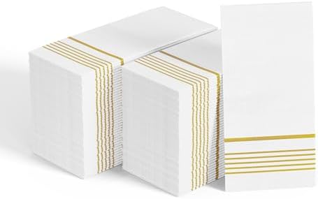 400 Gold Disposable 3-Ply Paper Dinner Napkins, Guest Hand Towels by JOLLYCHEF