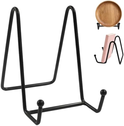 4.5 Inch Black Plate Stands, 2 Pcs, Metal Display Stand by PHITUODA