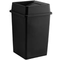 Square Trash Can with Drop Shot Lid, 35 Gallon, Black, 19.5W x 27.6H inches