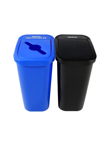 City Box 7 Gallon Double Bin Trash Can Recycle Bin with Lid for Residential, Business, and Commercial Recycling - NYC Compliant (Double Kit Recycle Waste)