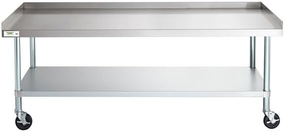 Stainless Steel Equipment Stand, 30x72 Inch, 16 Gauge, with Galvanized Undershelf, NSF Listed, Mobile with 5 Inch Casters