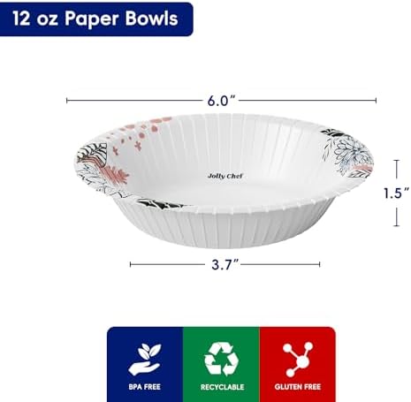 JOLLY CHEF 156 Count Paper Bowls 12 oz with Floral Print - Image 2