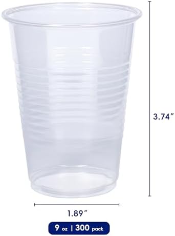 JOLLY CHEF 9 oz Clear Plastic Cups, 300 Pack Cold Party Disposable Glasses - Image 2