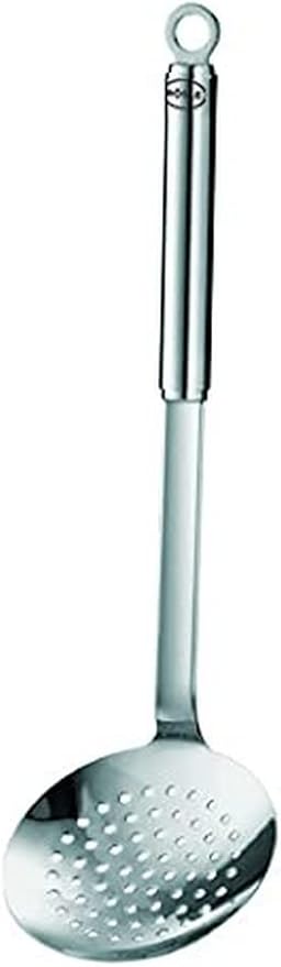 Rosle Stainless Steel Skimmer Ladle, Round Handle, 4.7-inch diameter,Silver,10652