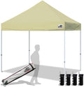 Eurmax USA Standard 8'x8' Patio Pop Up Canopy Tent Commercial Instant Canopies with Heavy Duty Roller Bag,Bonus 4 Sand Weights Bags (Beige)