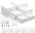 6 PCS White Acrylic Buffet Risers with 6 Signs and 8 Markers, Buffet Risers and Stands Nesting Cube Boxes with Hollow Bottoms, Food Display Stands for Party Catering Dessert Jewelry, 8"7"6"5"4"4" by Unknown