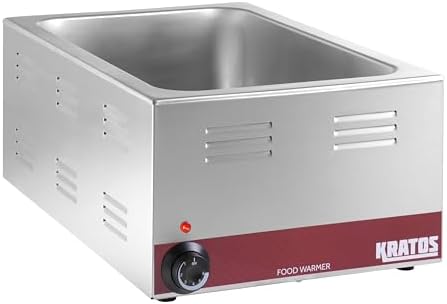 Kratos Commercial Electric Countertop Food Warmer | Portable Steam Table Food Warmer | 120V, 1200 Watts, Stainless Steel | Fits 12" x 20" Food Pans (28W-168)