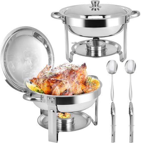 Chafing Dishes for Buffet, 2 Pack 6QT Stainless Steel Chafing Dish Buffet Set with Lids, Food Warmers for Parties Buffet, Buffet Servers and Warmers for Home, Christmas Gatherings, Catering Events by Homiesetify