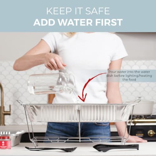 Large Full Size 33-Pcs Disposable Chaffing Buffet with-Covers, Utensils, Fuel Cans – Premium Chafing Dish Set for Events, Parties, Catering - Image 4