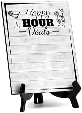 Happy Hour Deals 6x8 Dry Wipe Table Sign (6x8) Easy Installation | Restaurant & Bar | Perfect To Clearly Direct Customers & Advertise Specials | No Pen Included by SignsByLITA