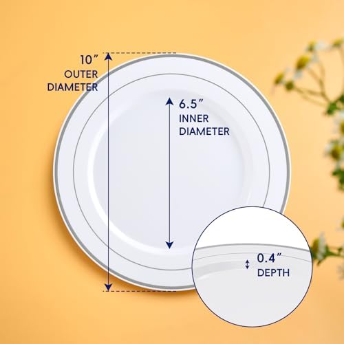 100PCS Plastic Plates 10 Inch Heavy Duty Disposable Plates for Everyday Use - Image 2