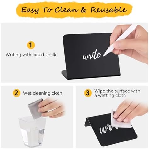 Pintuson 40 Pack Mini Chalkboard Signs for Food, Food Labels for Party Buffet, Reusable Table Signs, Food Tags, Catering Supplies Buffet Display, Place Cards, Easy to Write and Wipe - Image 3