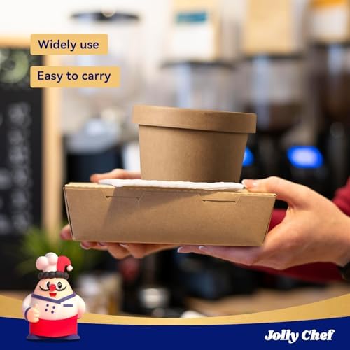 JOLLY CHEF 12 oz Disposable Paper Soup Containers with Lids 50 Pack - Image 5