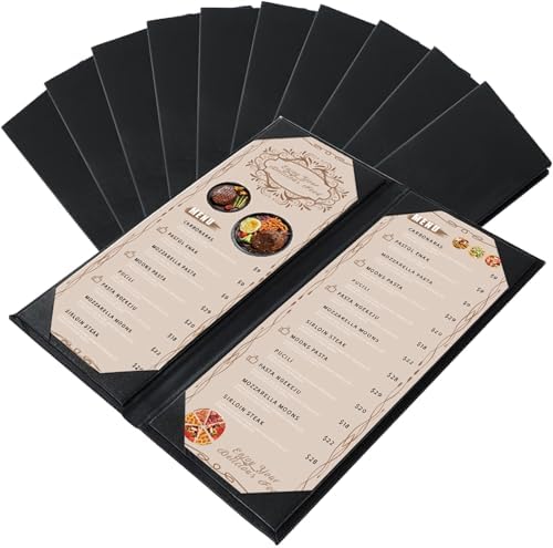 Menu Covers 4.25 x 11", 10Pcs 2 View Leather Restaurant Menu Holders by FL