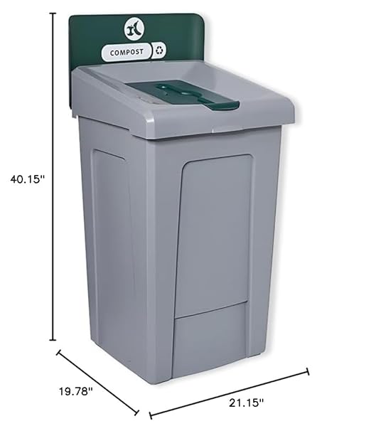 Durable Garbage Can, Commercial Recycling Bin, Recycling Station with Lid, 33 Gallon Trash Can, Reinforced Bottom, Made Qualitative Polyethylene, Ideal for Home, School, Event, Hotel, Bar, Kitchen
