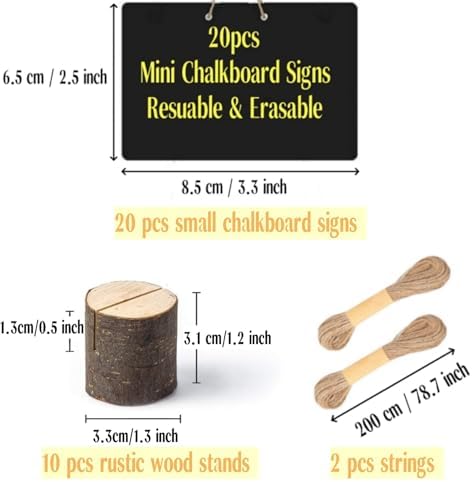 10 Pcs Mini Chalkboard Signs Small Chalkboard Label with Rustic Wood Stand, Food Labels for Party Buffet Wedding Birthday Party Bakery - Image 2