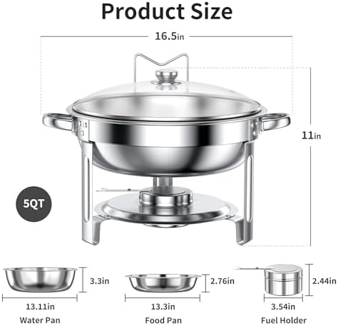 Chafing Dishes for Buffet Set: Round Catering Food Warmer with Lids - Image 6