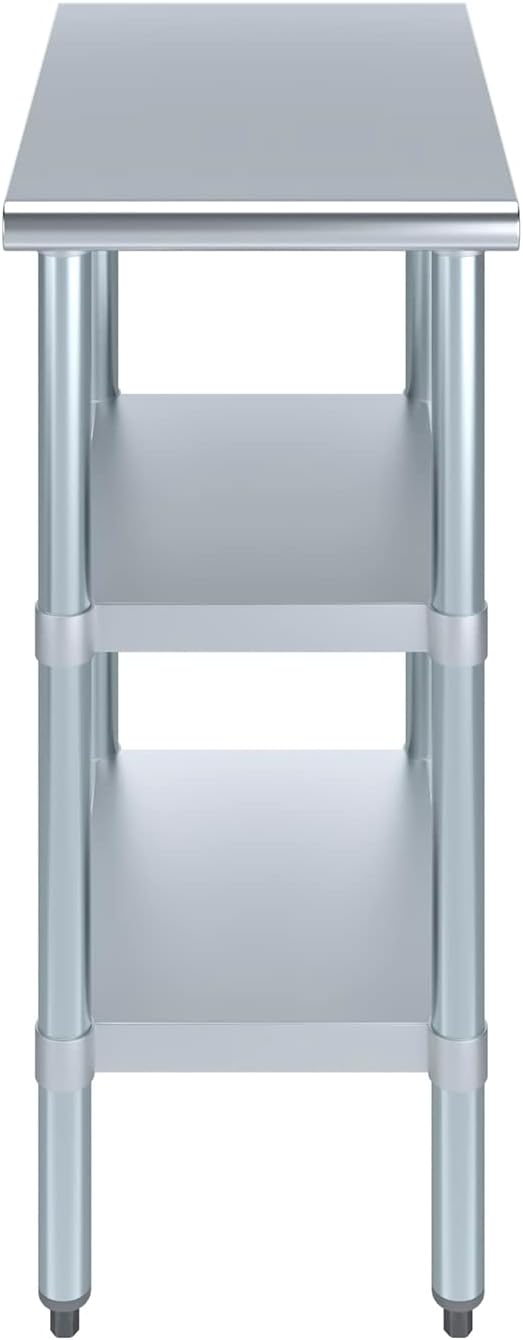 AmGood Stainless Steel Work Table with 2 Shelves | NSF | Metal Utility Table (15" Long x 24" Deep)