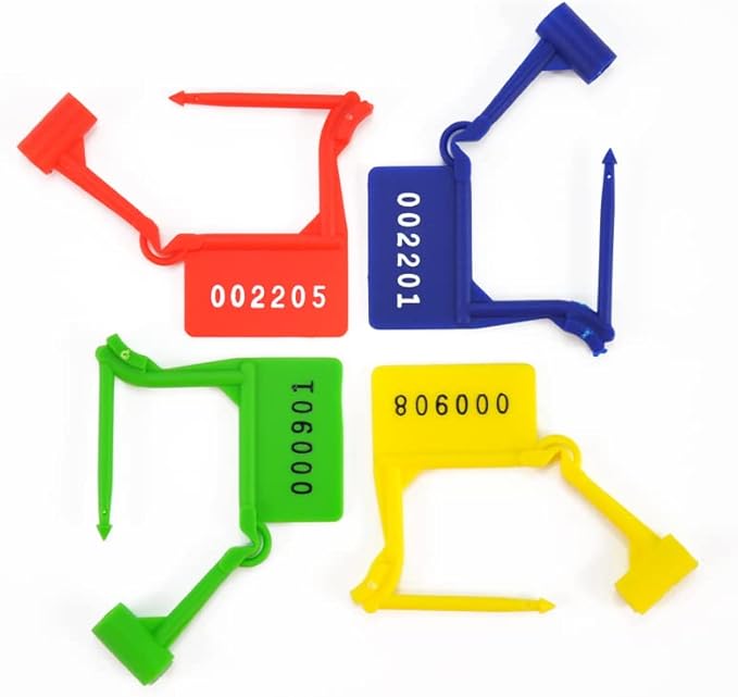 Plastic Security Padlock Seals Numbered Tamper Proof Disposable Self-Locking Plastic Medical Tags (Pack of 100 PCS) (Yellow)