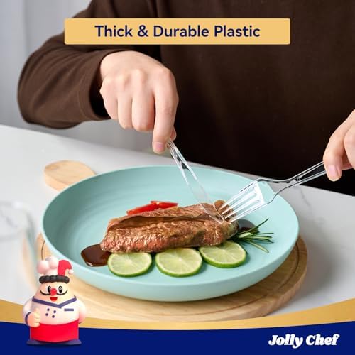 JOLLY CHEF 300 Count Plastic Forks Disposable Cutlery Clear 7.1" - Image 3
