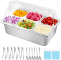Cold Food Buffet Server 9.6Qt (6 Pans×1.6Qt) with Ice Packs for Salad Pizza Sauce Colded Serving Trays Condiments Containers for Parties Buffet by YMJOINMX
