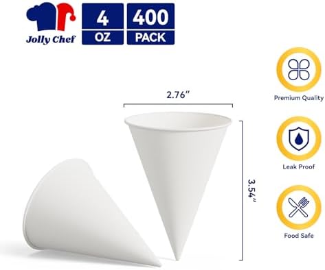 JOLLY CHEF 400 Pack Paper Snow Cone Cups 4oz - Image 2