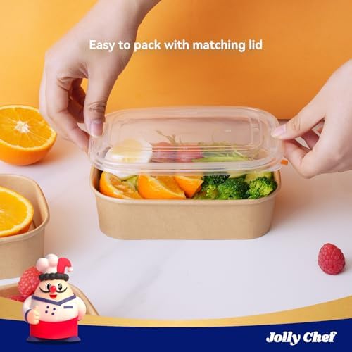 JOLLY CHEF 50 Pack Paper Food Container with Lid 19 oz Meal Prep Containers - Image 5