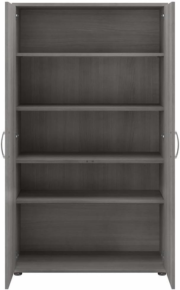 Bush Business Furniture Universal Tall Storage Cabinet with Doors and Shelves in Platinum Gray | Large Storage Unit for Home Office or Commercial Space
