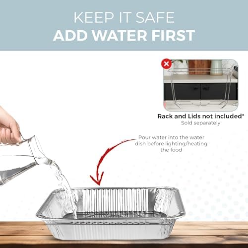 Alpha Living 6 Pack Refill Kit - Disposable Chafing Dish Buffet Set, Welded Body Food Warmers for Parties, Fuel Cans, Half Size Pans, Warming Trays - Image 4