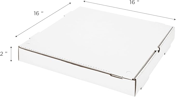 Karat Pizza Boxes 16" x 16" [50 Pack] White Corrugated Boxes | Ventilated, Grease-Resistant, Durable for Pizza or Mailing Use