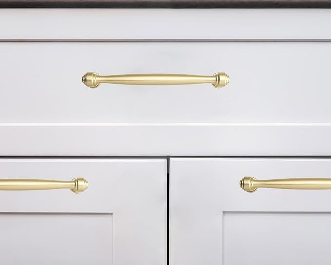 khtumeware 2 Pack 8 Inch(203mm) Brushed Gold Cabinet Pulls Matte Gold Kitchen Cabinet Handles Kitchen Cabinet Hardware for Cupboard Drawer Handles Dresser Pulls