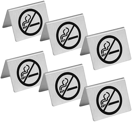 New Star Foodservice Stainless Steel Table Tent Sign, Silver, 2x1.5", Set of 6 by NewStarFoodservice