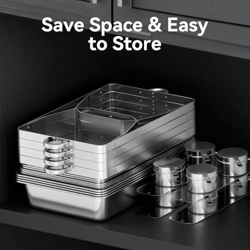 9Qt Chafing Dishes for Buffet 4Pack, 304 Stainless Steel Chafing Dish Buffet Set with Folding Frame, Food Warmers for Parties, Catering Supplies, Warming Trays for buffets Party, Multiple Food Pans - Image 6