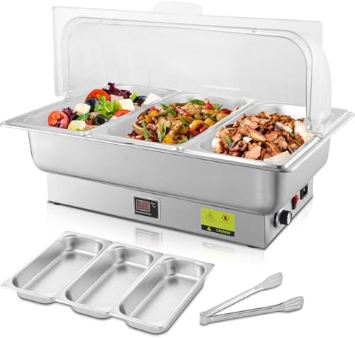 3 x 3QT Electric Chafing Dish with Knob Temperature Control by THXSUN