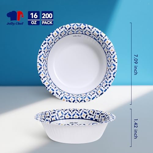 JOLLY CHEF 16 oz Paper Bowls, 200 Count Small Disposable Bowls for Soup - Image 3