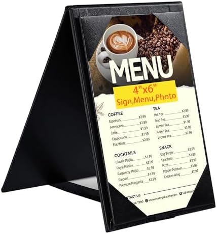 Leather Table Tent Menu Holder Sign Display Cafe Bar Cocktail Drink Restaurant Table Tents Menu Cover Desk Sign Stand A Frame Table Tent 4x6 inch by Home