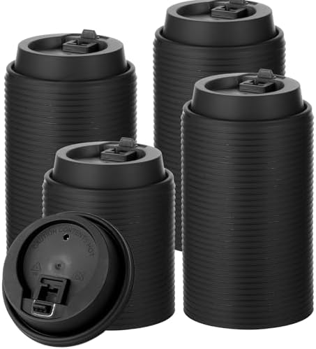 JOLLY CHEF 500 Pack Disposable Coffee Cup Lids, 3.6'' Black Plastic Lids by JOLLYCHEF