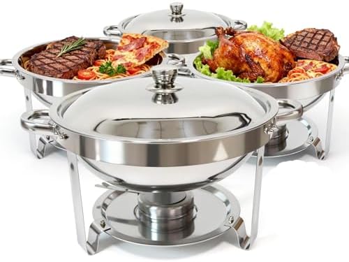 6QT Chafing Dishes for Buffet, 4 Pack Chafers & Food Warmers with Lids by Unknown