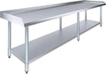 Stainless Steel Equipment Stand with Undershelf + Casters, Heavy Duty, Commercial Grade, NSF Certified (24" Width x 96" Length)