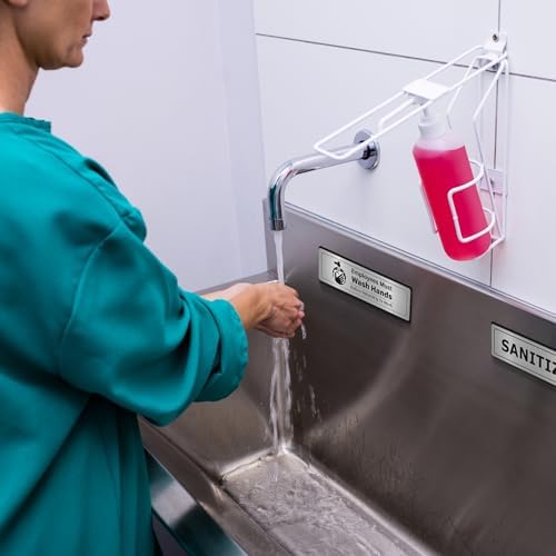 Wash Rinse Sanitize Sink Labels, 3 Compartment Sink Stickers with Employees Must Wash Hands Sign, Commercial Kitchen Dishwashing Signs for Restaurant, Food Truck, Food Service, 4 Pack Brushed Aluminum - Image 4