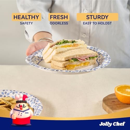JOLLY CHEF 10 inch 140 Pack Disposable Paper Plates - Image 4