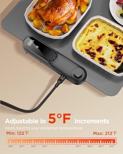 FEPPO Food Warming Mat, Electric Warming Trays for Buffets Party, Fast Full-Surface Heating Mat for Food with 19 Level Adjustable Temperature and 6 Hours Timer, Roll Up Food Warmer - Image 3