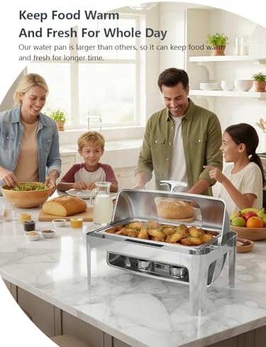 13QT Roll Top Chafing Dishes for Buffet: Chafing Dish Set with Glass Window - Image 2