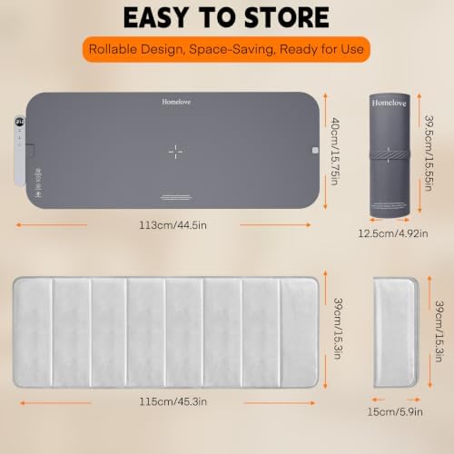 Homelove Warming Mat for Food - Electric Warming Tray with 7-Level Temp Settings & 6 Hours Timer, Full Surface Graphene Heating, Waterproof Dishwasher-Friendly Food Warmer for Parties, Kitchen (Grey) - Image 2