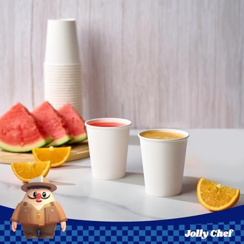 JOLLY CHEF 400 Pack 8 oz Paper Coffee Cups White Beverages Drinking Cups for Coffee and 300 Count 8.5 Inch Paper Plates for Everyday Use, Picnic, Family Gatherings, Parties - Image 2
