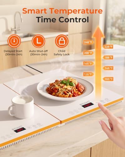 Warming Trays For Buffets Party,3-in-1 36"×16"Independent Temp Control Food Warmers For Parties Buffet,8 Precise Temps&24H Timer Warming Mat For Food,Modular Food Warming Mat Catering Gatherings - Image 5