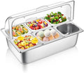 Ziliny 6 Pan Cold Food Buffet Server with Lid Salad Bar Station, Silver by Ziliny