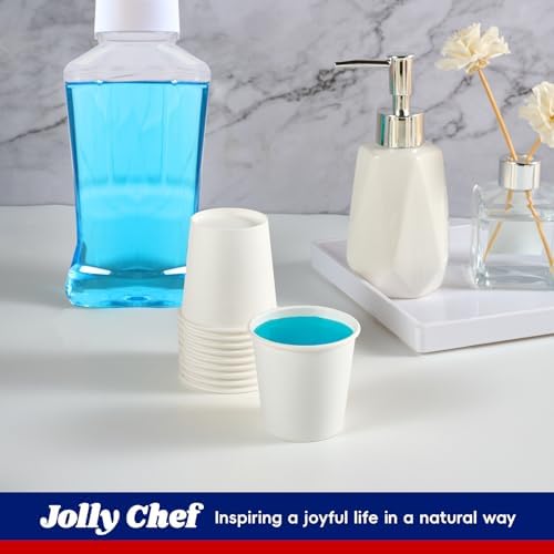 JOLLY CHEF Disposable Paper Cups and Plates, Printed Paper Plates 10 in 140 Count, 4 oz Small Paper Cups 300 Pack for Bathroom,Mouthwash and Daily Use - Image 7